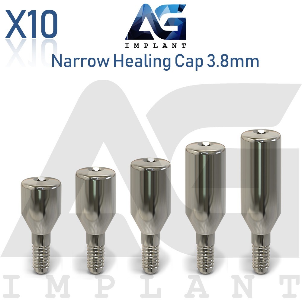 x10 Narrow Healing Cap Abutment System 3.8mm Titanium For Dental Hexagon 2.42mm