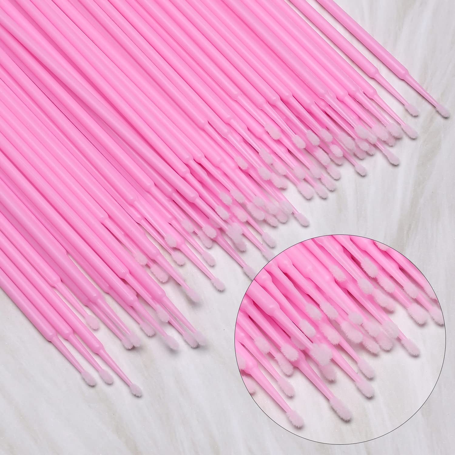 600 PCS Disposable Micro Applicator Brushes for Eyelash Extensions – Pink Ele…