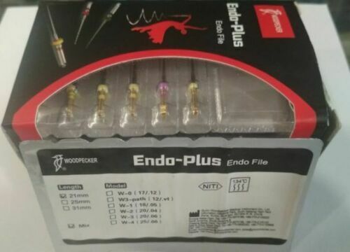 Dental Woodpecker Endo Plus Ni-Ti Root Canal 6 Files Pack Assorted 21mm Length.