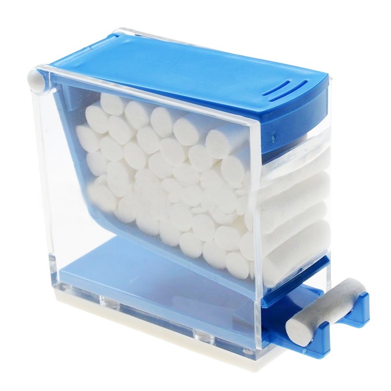 Cotton Roll Dispenser Dental Press Pull-out tray Organizer Holder Divider Blue