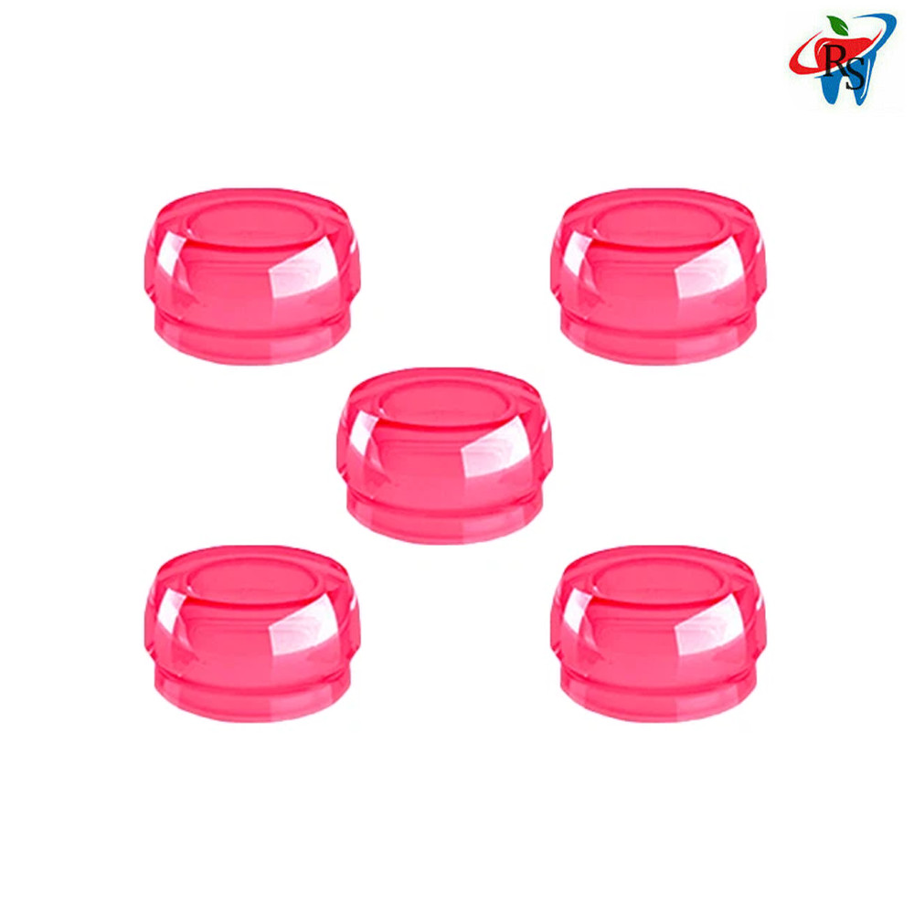 5pcs Dental Pink Silicone Caps Soft Retention 1200gr For Loc In Attachment