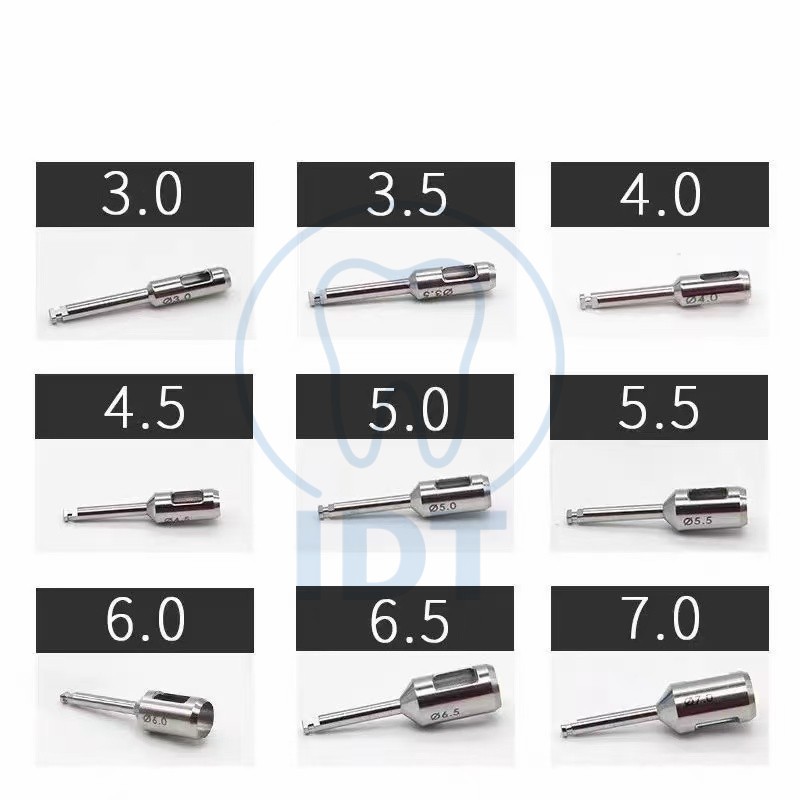 Dental Tissue Punch Gingival Drill Set, 3.5-7.5mm Implant Cutter