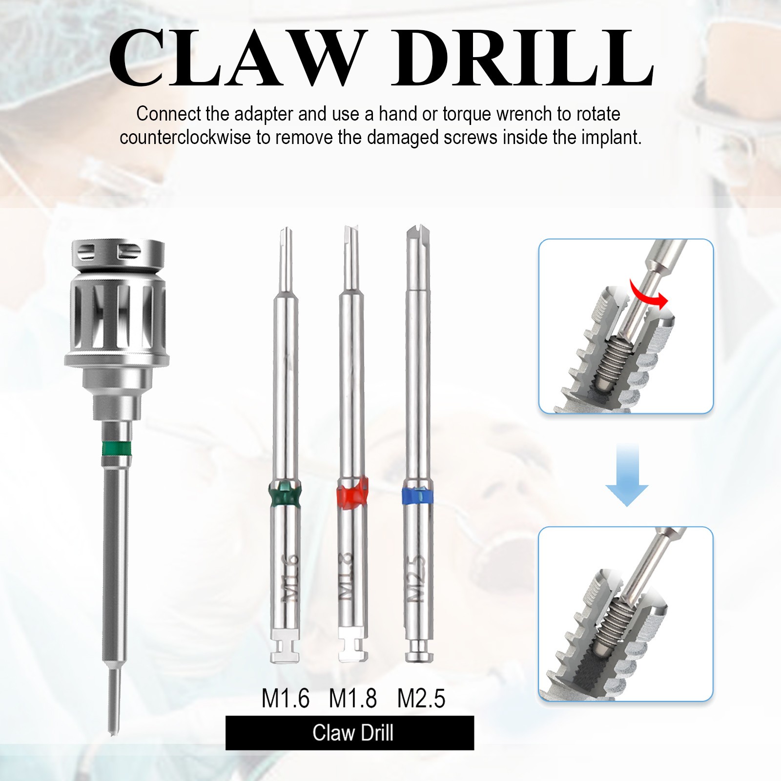 Dental Broken Screw Remover Kit Implant Surgical Tool Drill Guide Extraction