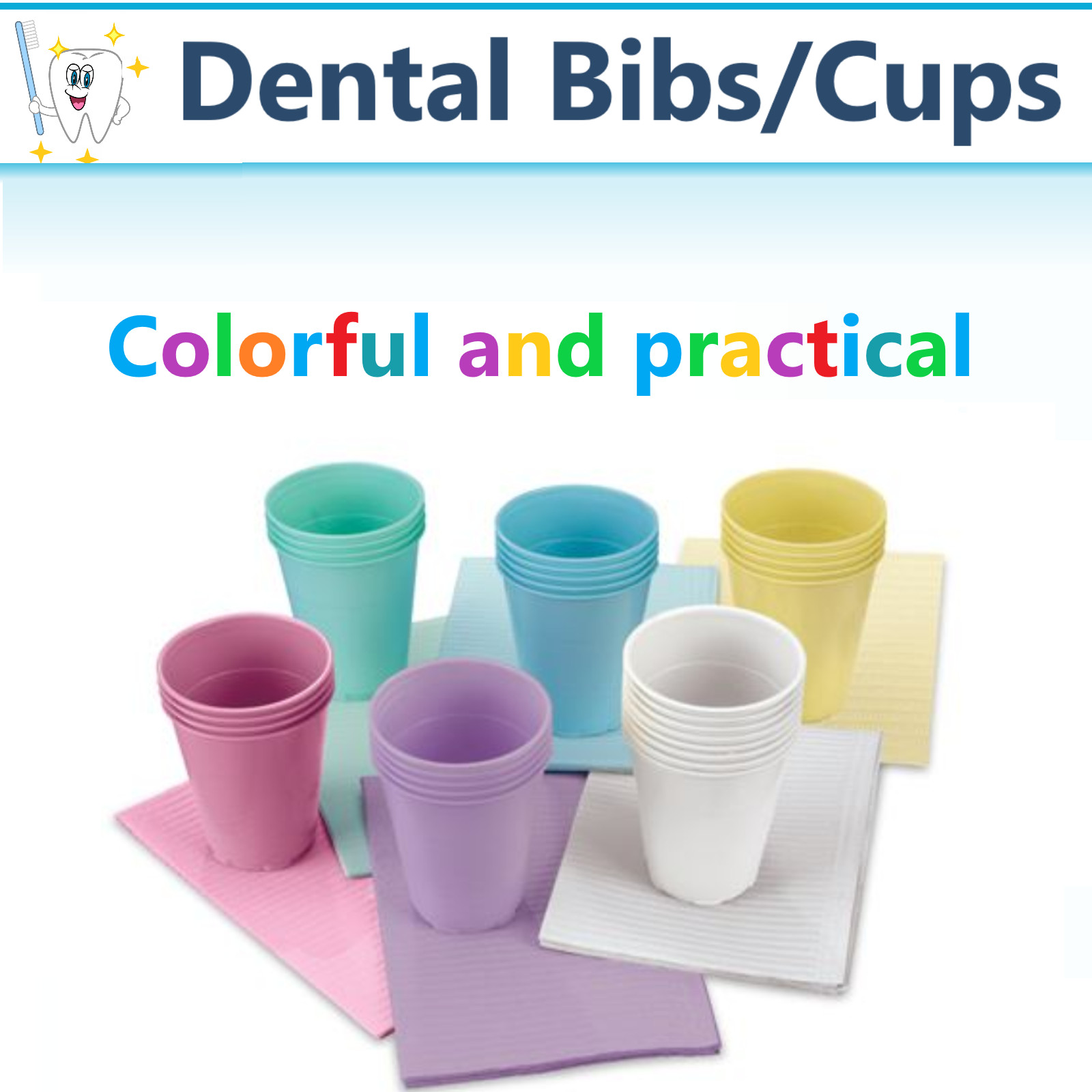 5 Oz Disposable Dental Plastic Patient Cups, Bibs, Paper Tray Cover B Ritter Cup