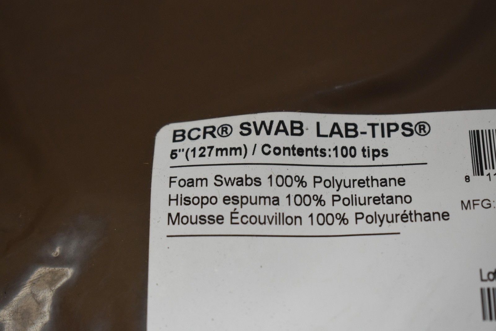 Berkshire BCR Swab Lab-Tips 5in Foam Swabs 100% Polyurethane 100 Tips USA