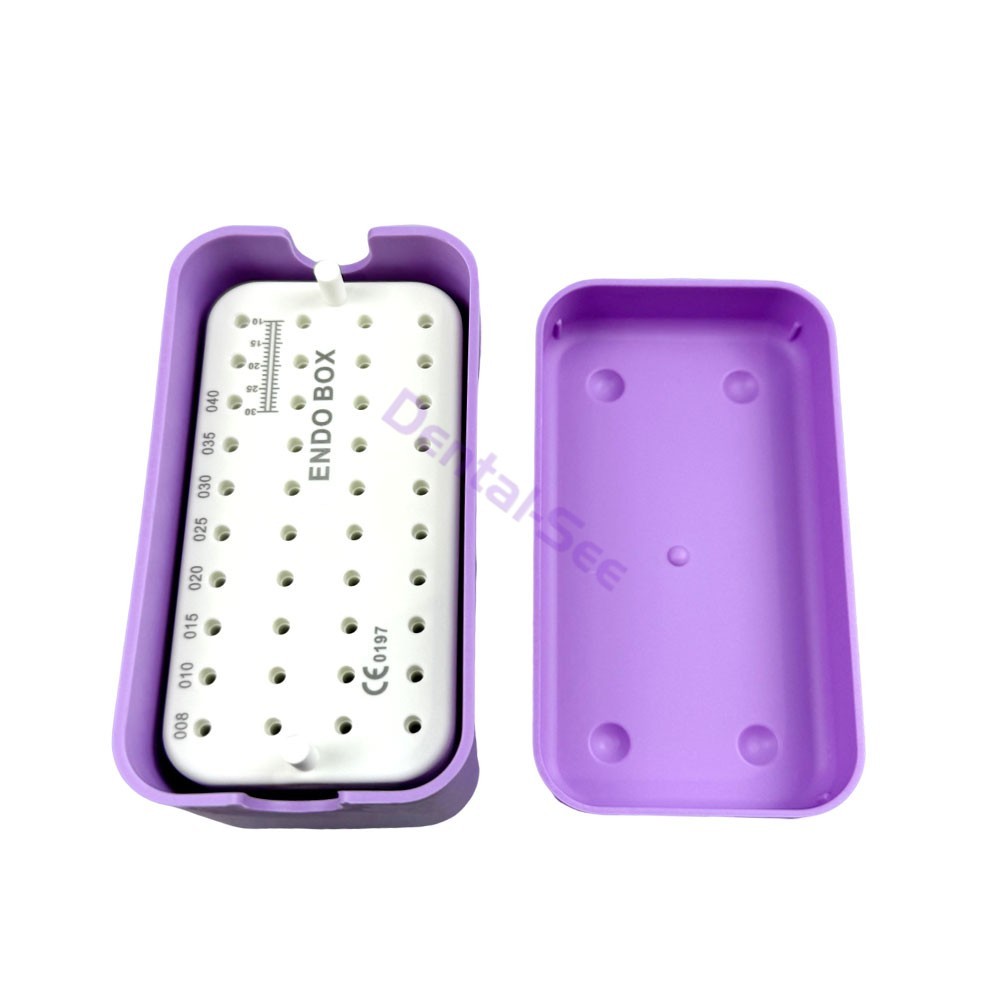 40 Holes Dental Endo Box FG Files Bur Holder Autoclave Disinfection Box Ruler