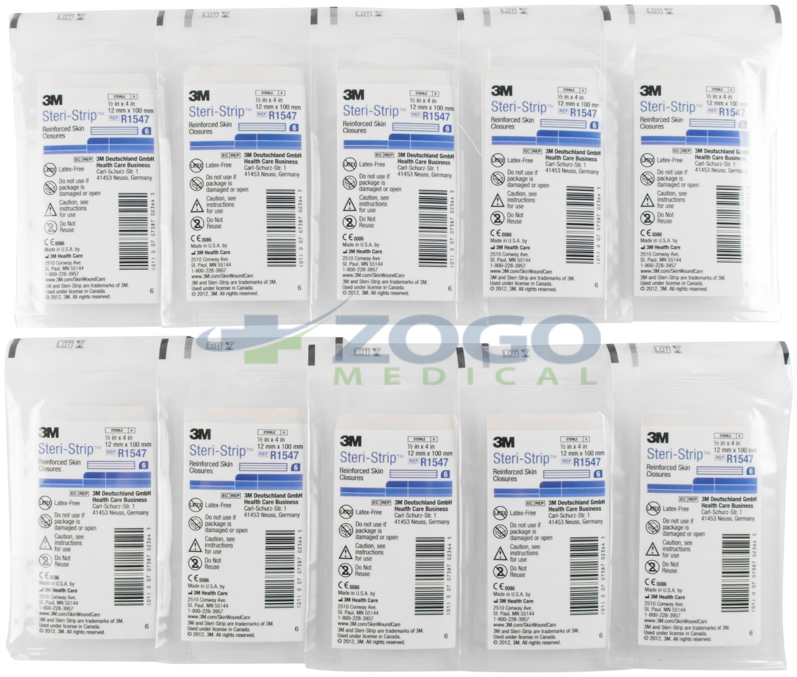 3M R1547 Steri-Strip Adhesive Skin Closures (Reinforced) 1/2″ x 4″ Box of 10