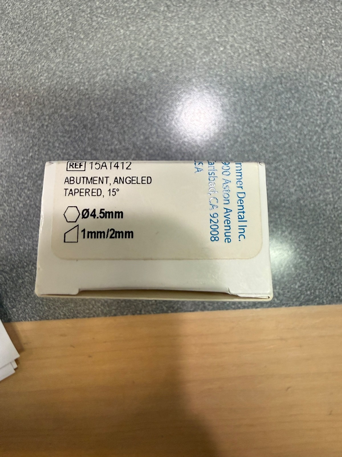 Zimmer Abutment Angeled Tapered 15* 4.5 Ref 15AT412