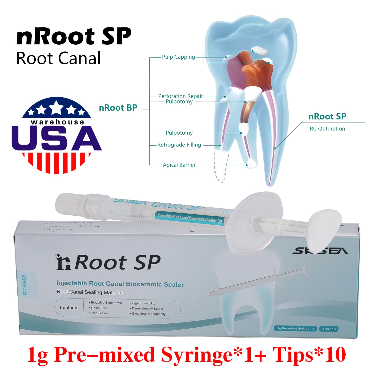 1g SP Dental Injectable Root Canal Bioceramic Sealer Endodontic Sealing Filling