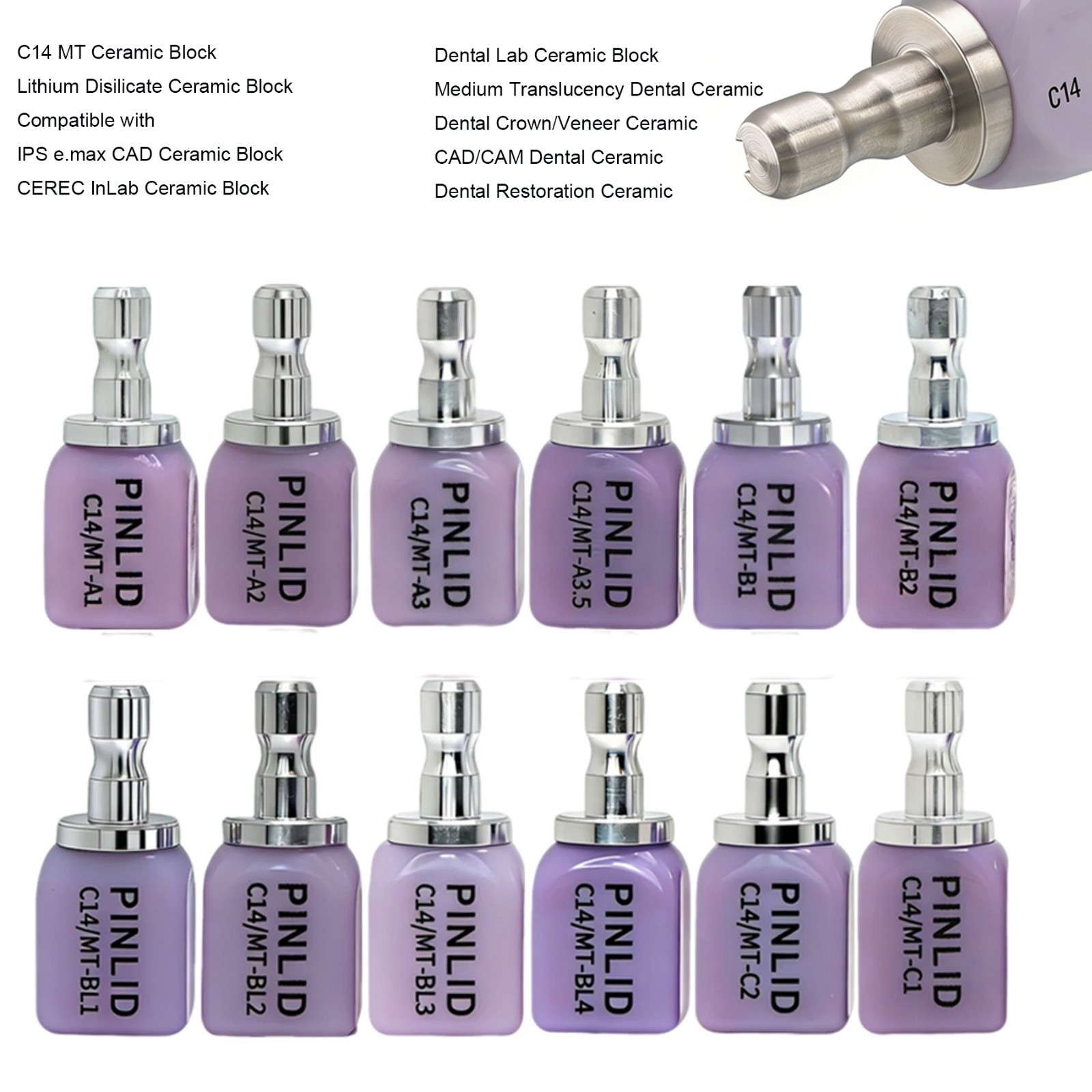 US C14 MT/HT/LT Dental Emax CAD Sirona CEREC Ceramic Lithium Disilicate Blocks