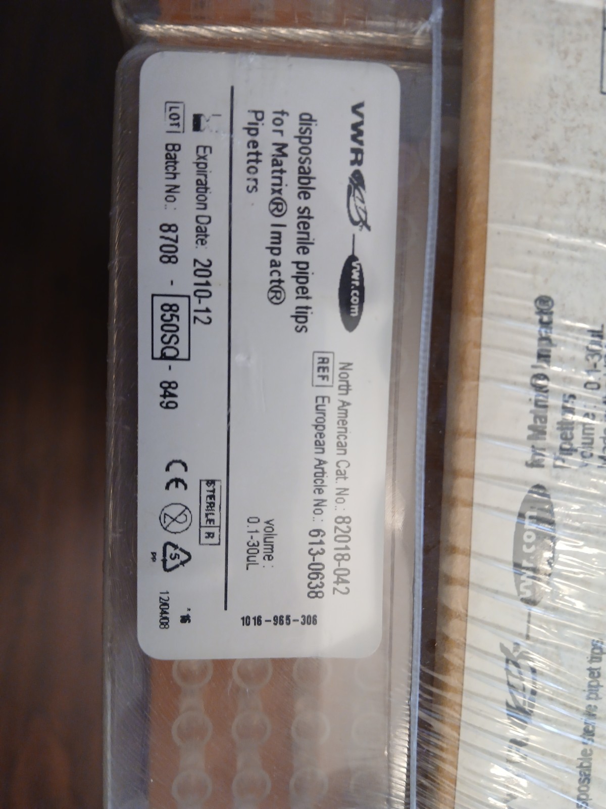 VWR 82018-042 Disposable Sterile Pipet Tips for MATEIX & IMPACT 0.1-30 µL EXPIRE