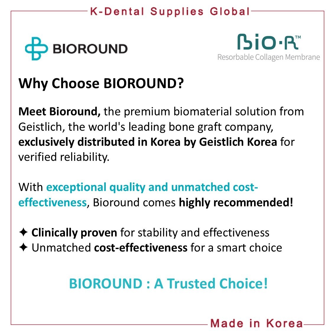BIO-R Resorbable Collagen Membrane 4 Sizes