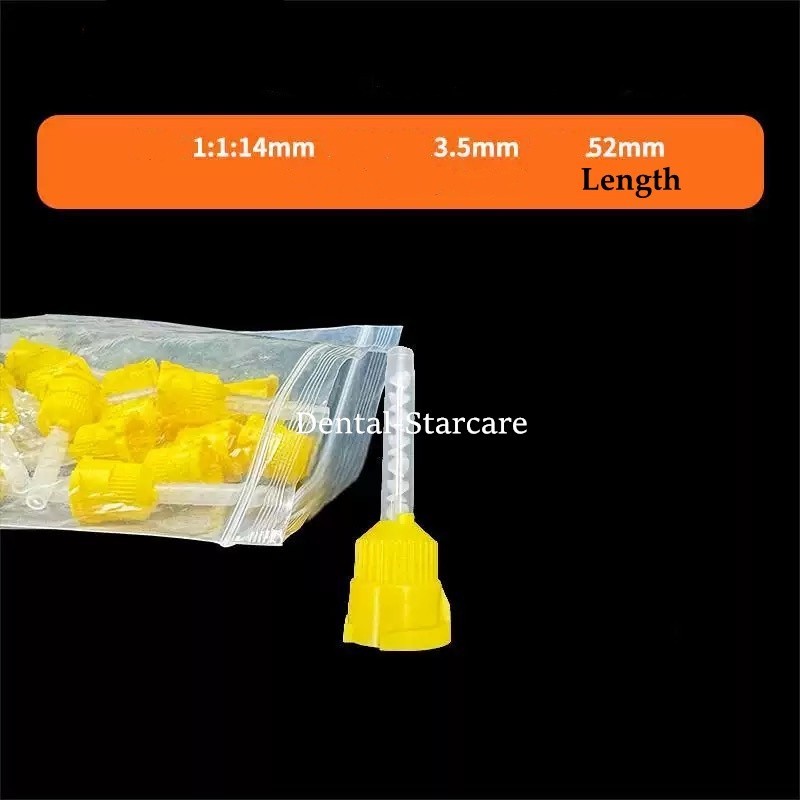 Dental HP Mixing Tips Yellow Short 5cm 1:1 Ratio For Impression Light body USA