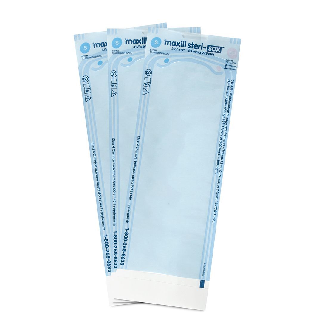 maxill steri-sox Self Sealing Sterilization Pouches, 3.5″ x 9″, 200/Box