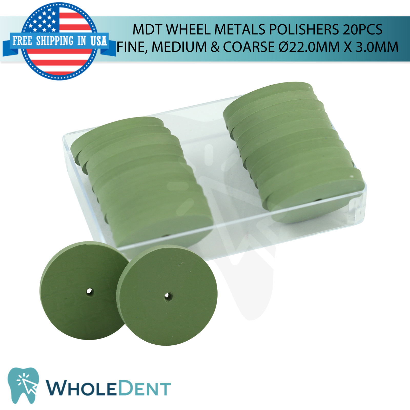 20pcs Dental MDT Wheel Metals Polishers Ø22.0mm X 3.0mm Contouring Restorations