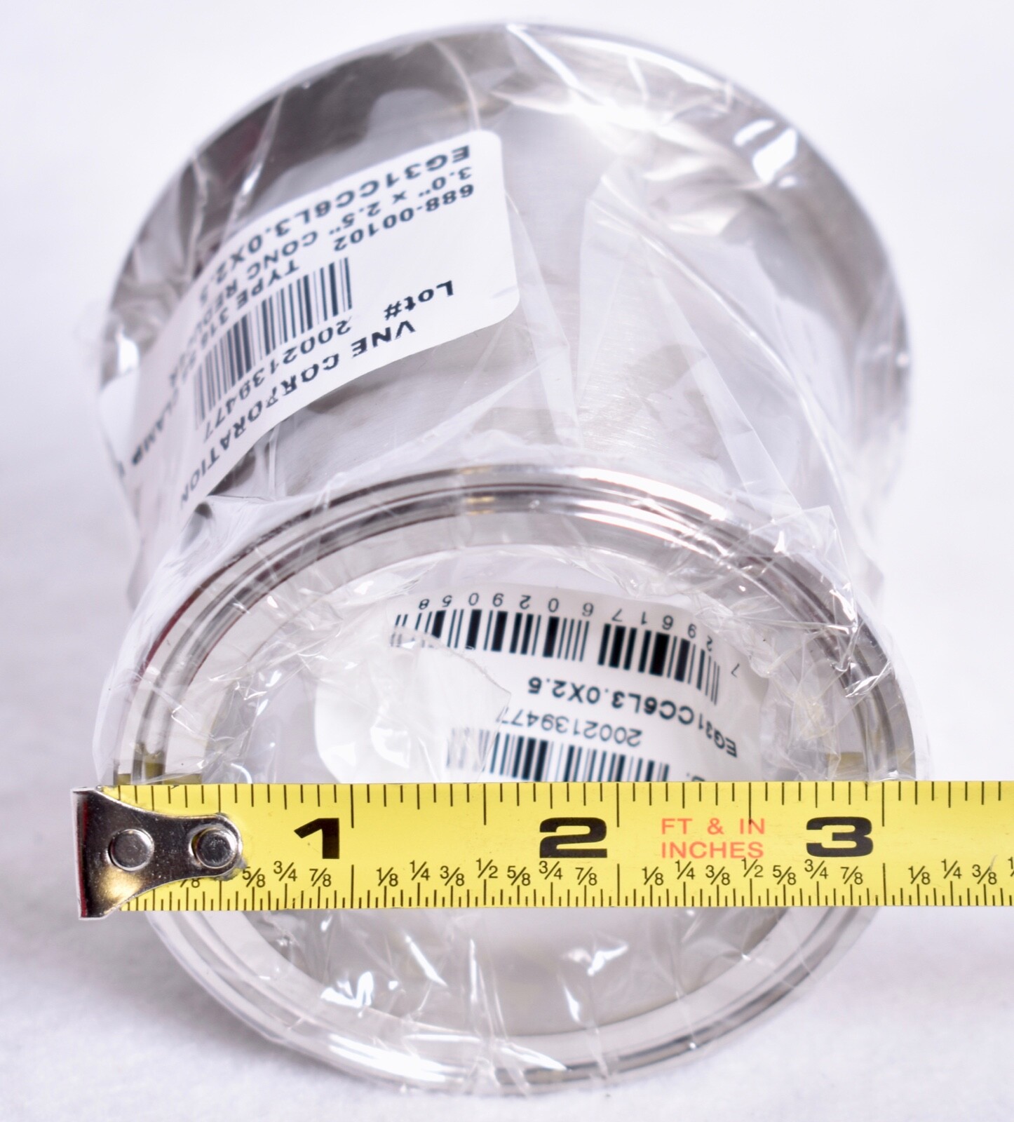 VNE 3 x 2-1/2″ Clamp Style Sanitary SS Pipe Concentric Reducer EG31CC6L3.0X2.5