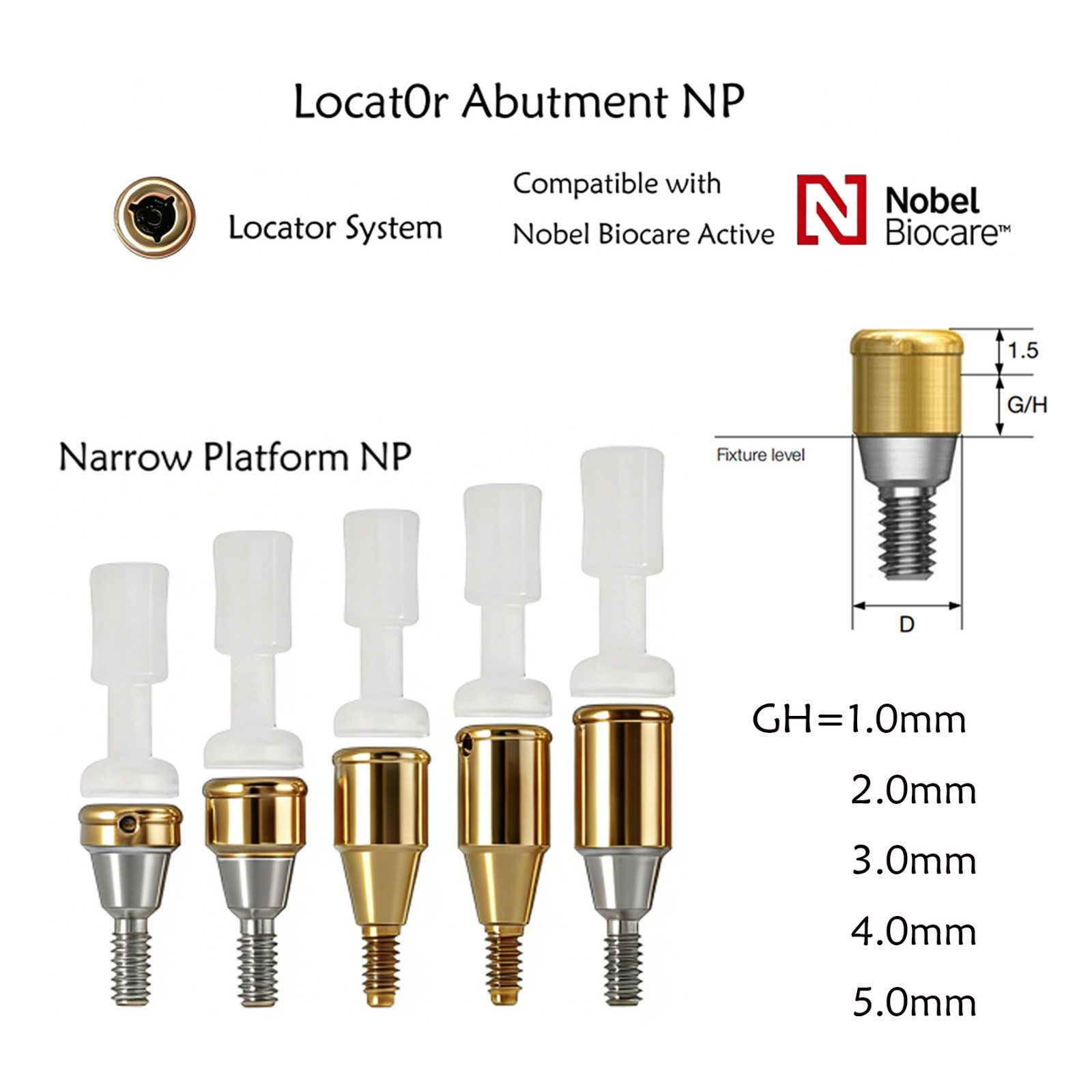 Dental Overdenture Locator Abutment Fit Hiossen Osstem/Nobel Biocare/Zimmer/MIS