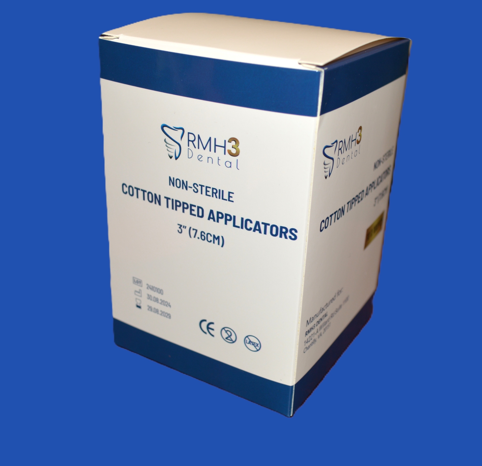RMH3 Dental 3” Non-Sterile Cotton Tip Applicators, Box of 1000
