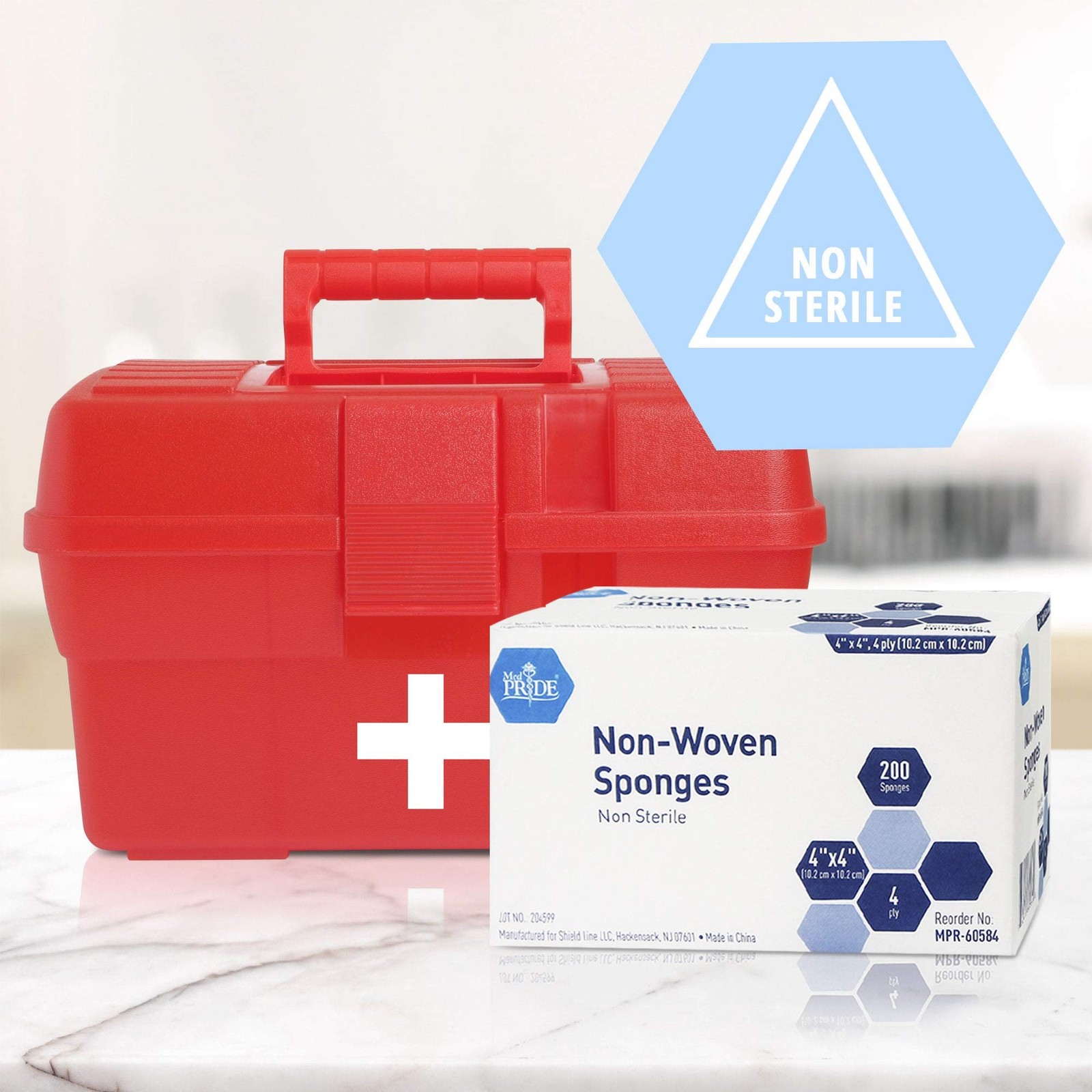 MED PRIDE Non-Woven Non-Sterile Surgical Sponges 200 4×4 Inch (Pack of 200)