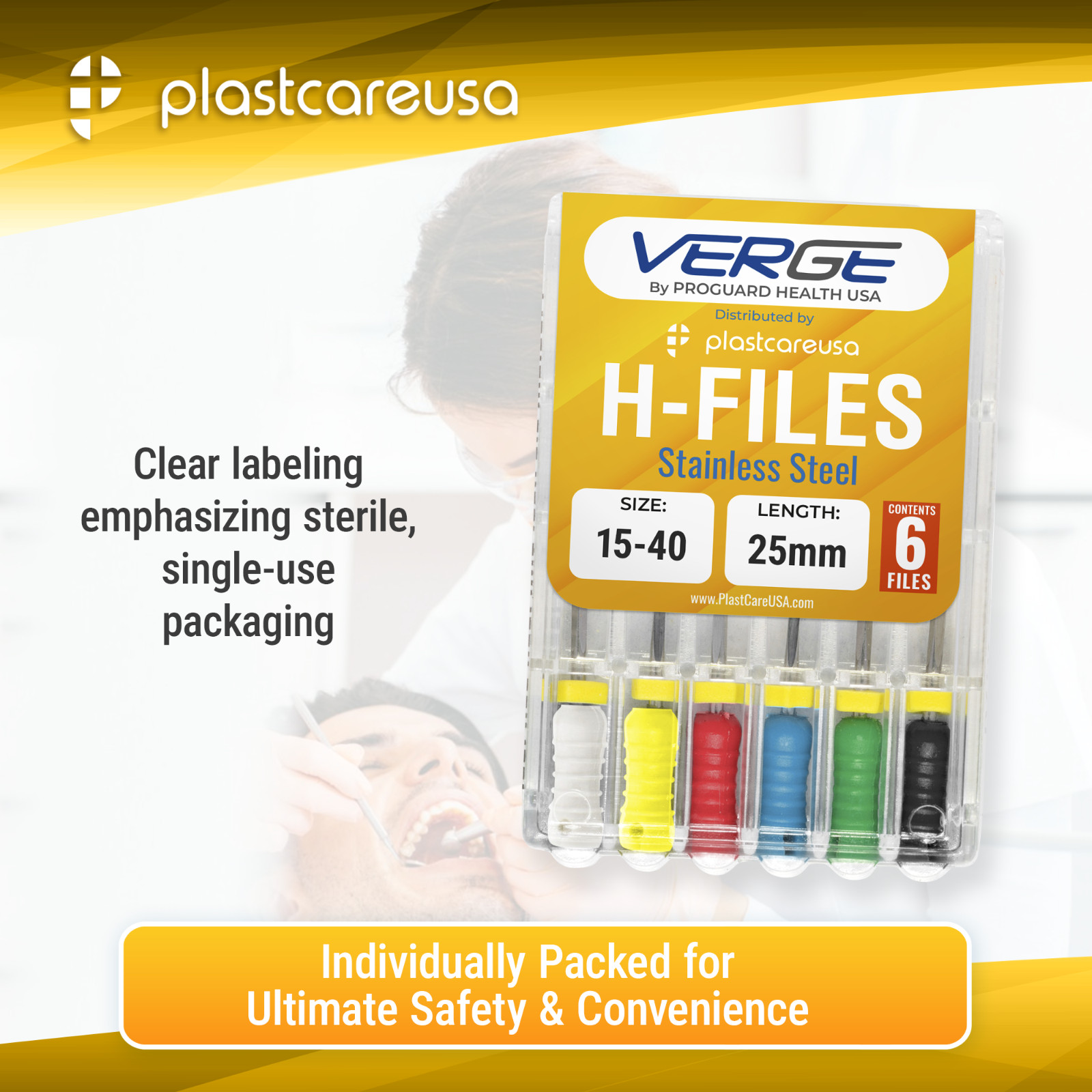 Dental H Files Size 06 31mm Stainless Steel Endodontic Hedstrom Hand Root Canal