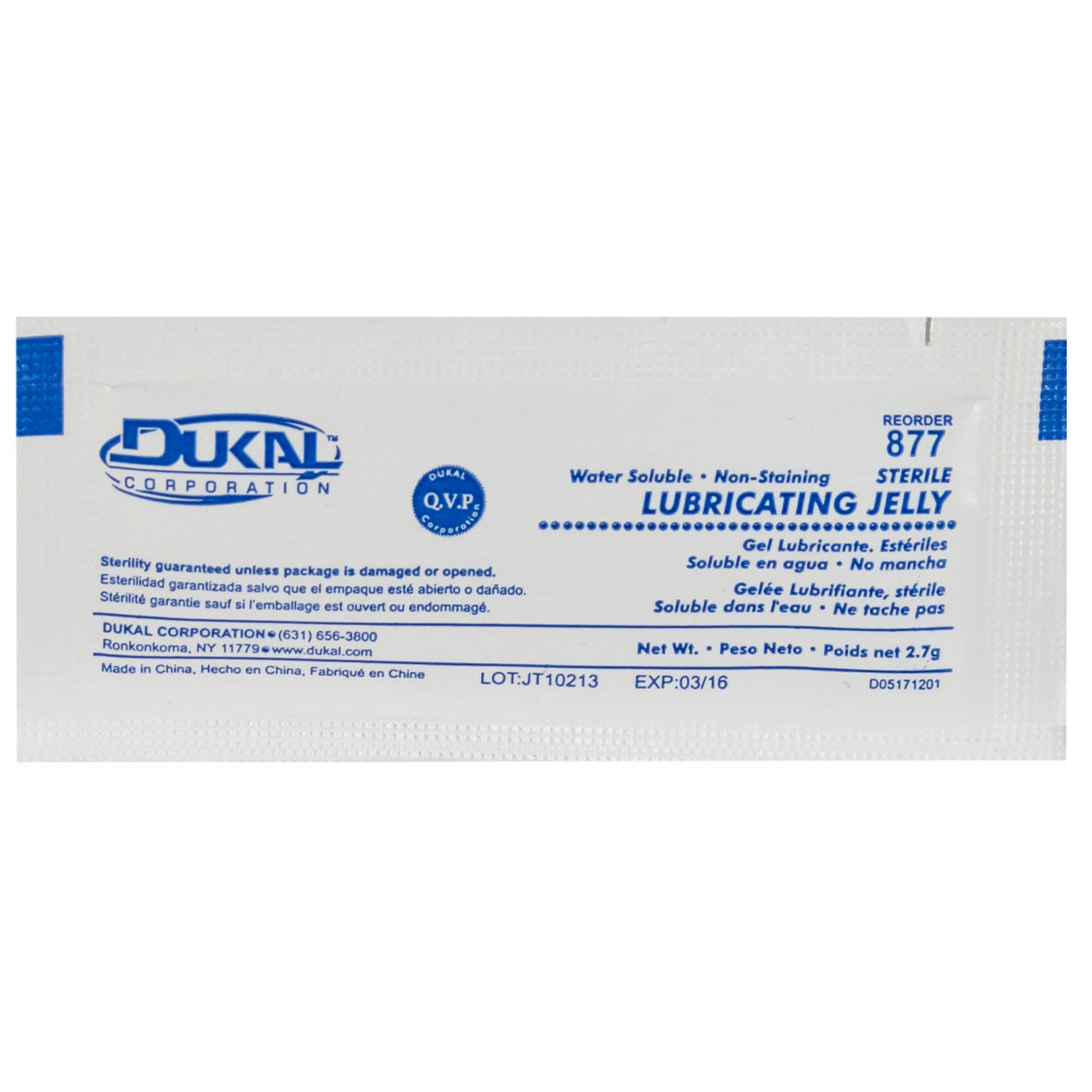 Dukal Sterile Lubricating Jelly, Water Soluble, 2.7g Packets – Box of 144 Total