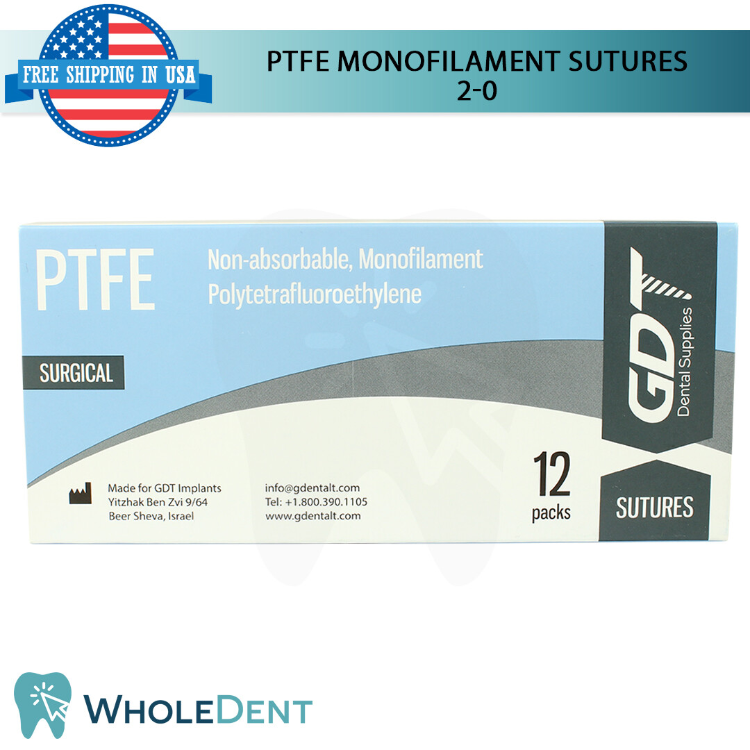 Monofilament PTFE Synthetic Suture Sewing Thread 3/8 Circle Reverse Sterile 2-0
