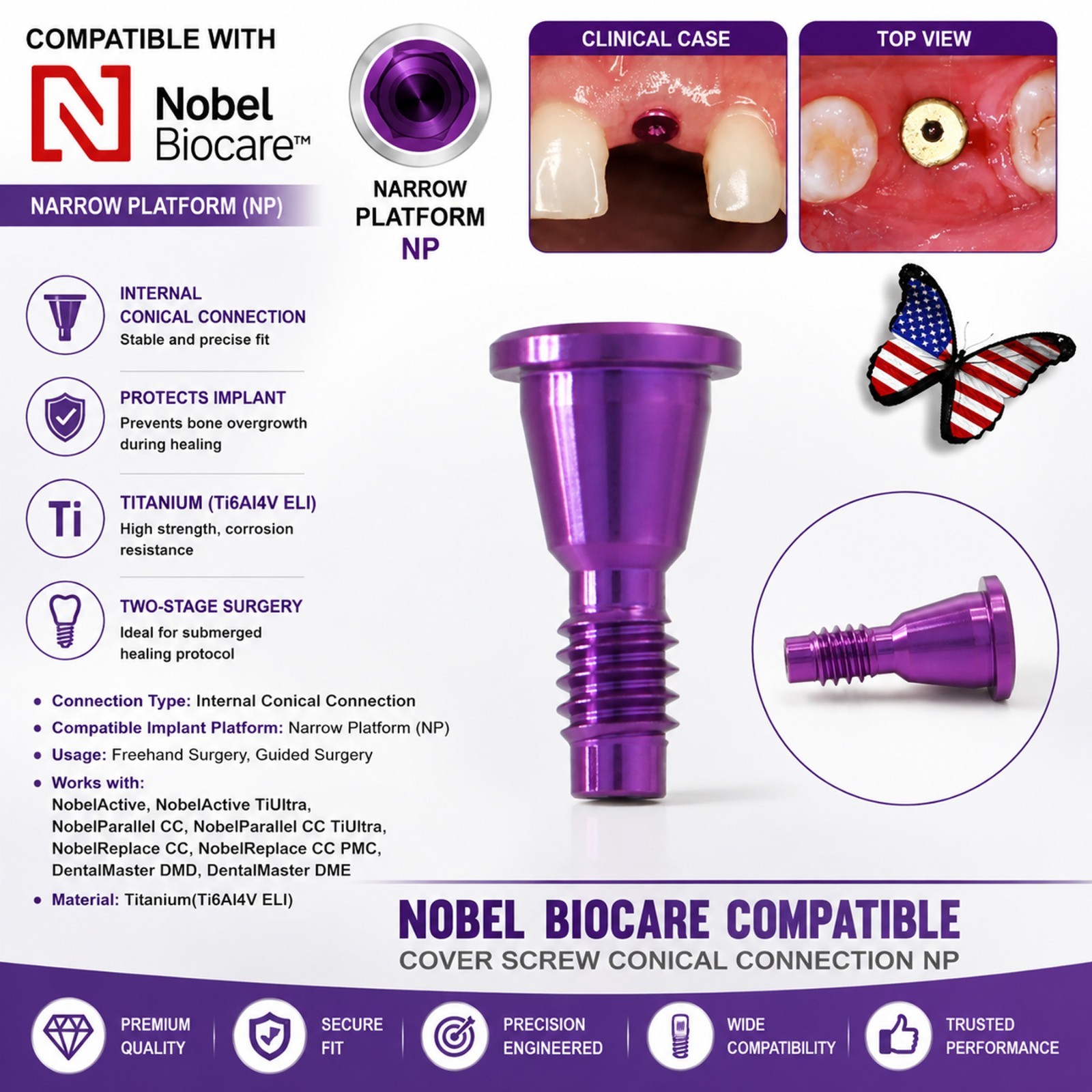 Dental Healing Cover Screw Closure Caps Fit Hiossen/Nobel/Straumann Mini/Regular