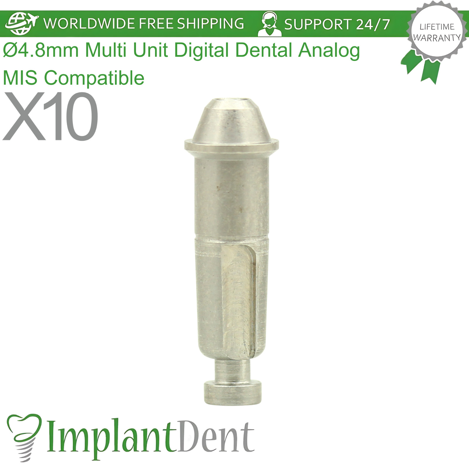 X10 Ø4.8mm Multi Unit Digital Dental Analog MIS Compatible Accurate Replica