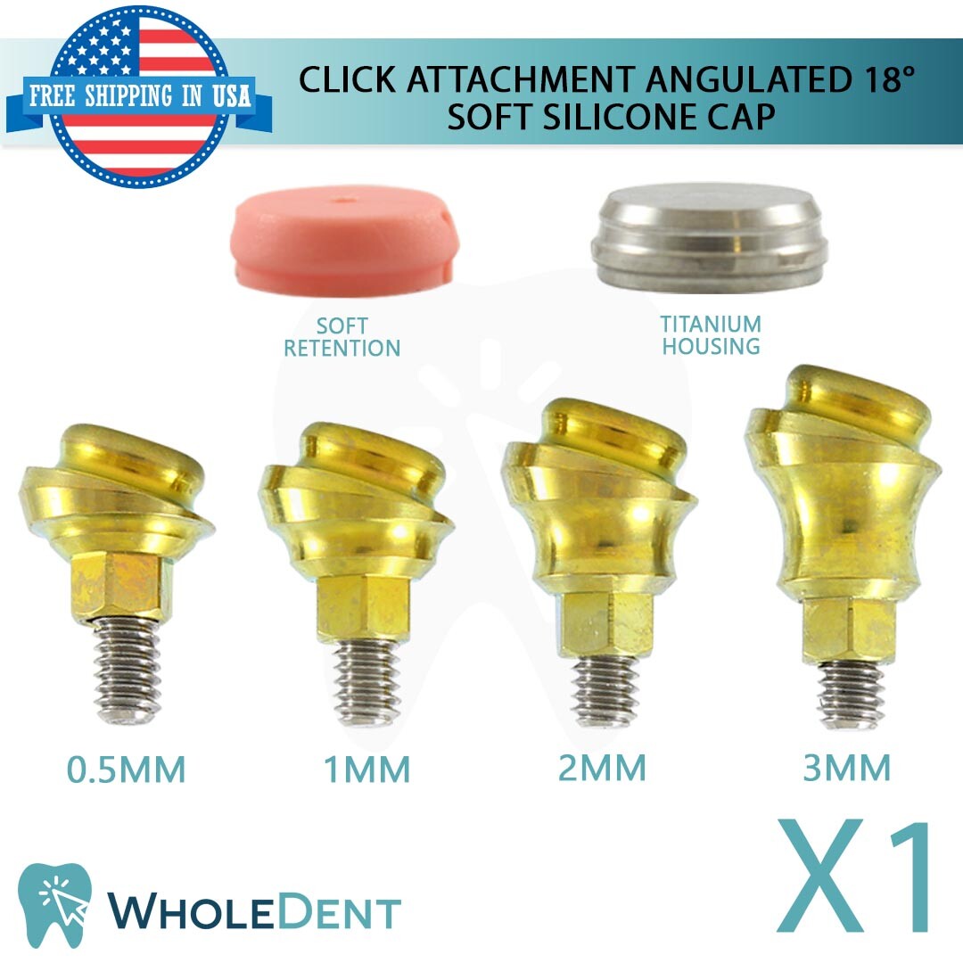 Angulated Click Attachment Soft Silicone Cap 18° Housing Dental Internal Hex