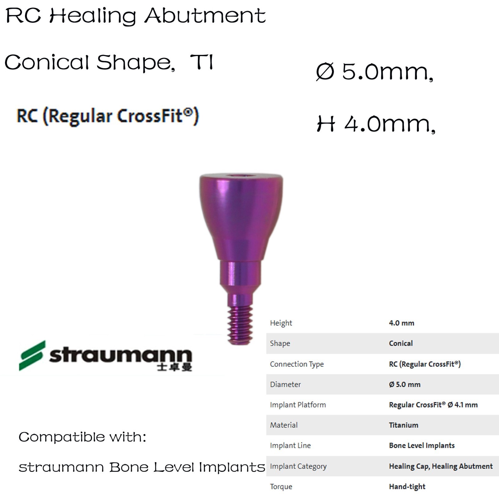 US Straumann RC Healing Abutment Healing Closure Fits ITI Bone Level Regular BLT