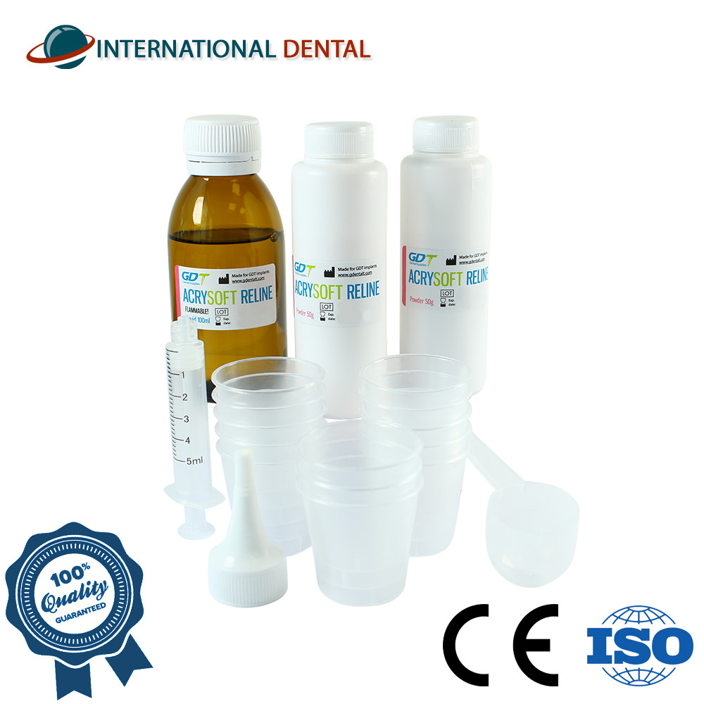 GDT AcrySoft Denture Reline & Tissue Conditioner Powder 2x50g + Liquid 100ml