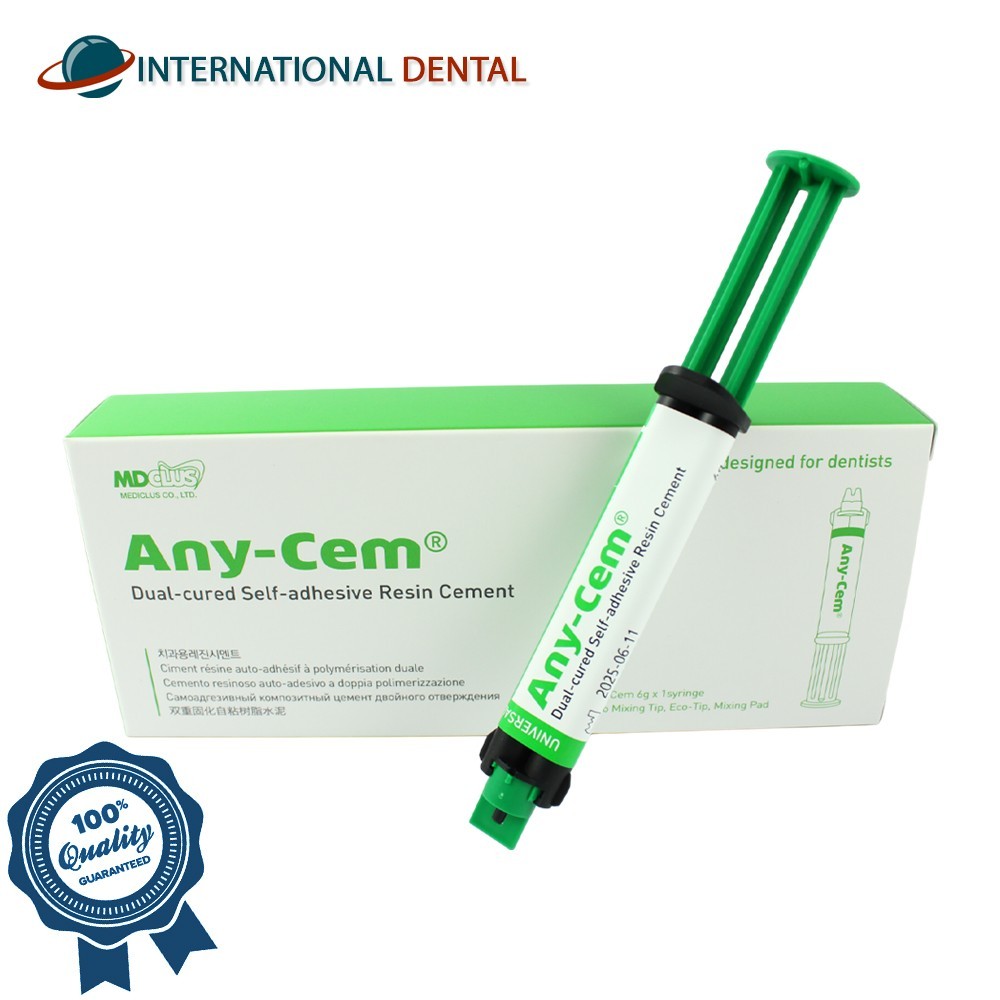 Dental MediClus Any-Cem® Dual Cure Material Cement Adhesive Syringe 6g