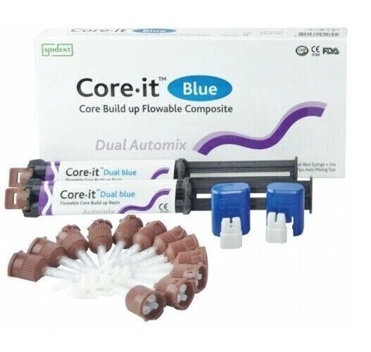 SPIDENT Core it Blue Dual Smartmix Core Buildup Flowable Dental Material 2x10gm