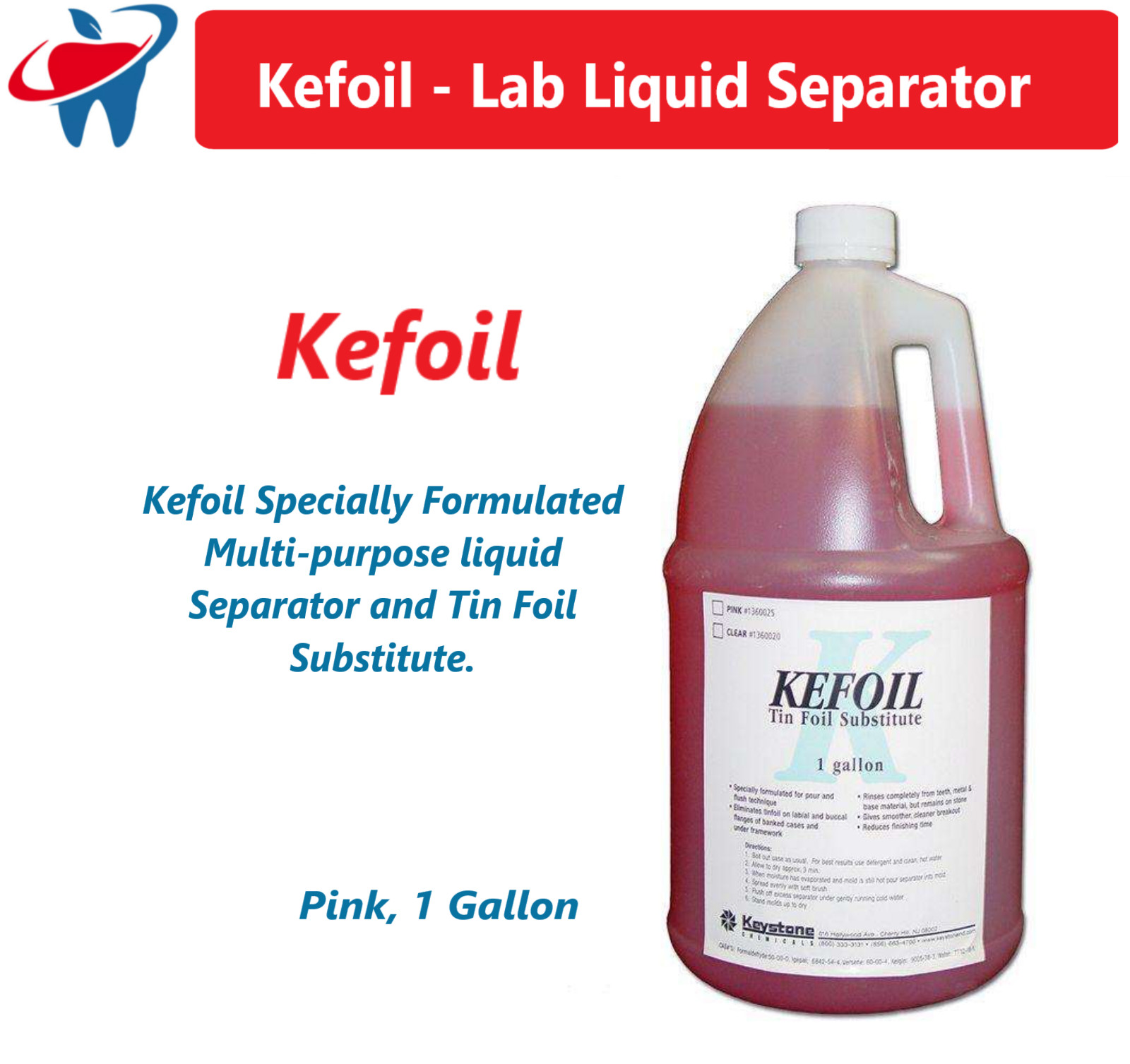 Dental Lab Kefoil Multi-purpose Liquid Separator Tin Foil Substitute Pink 1 Gal