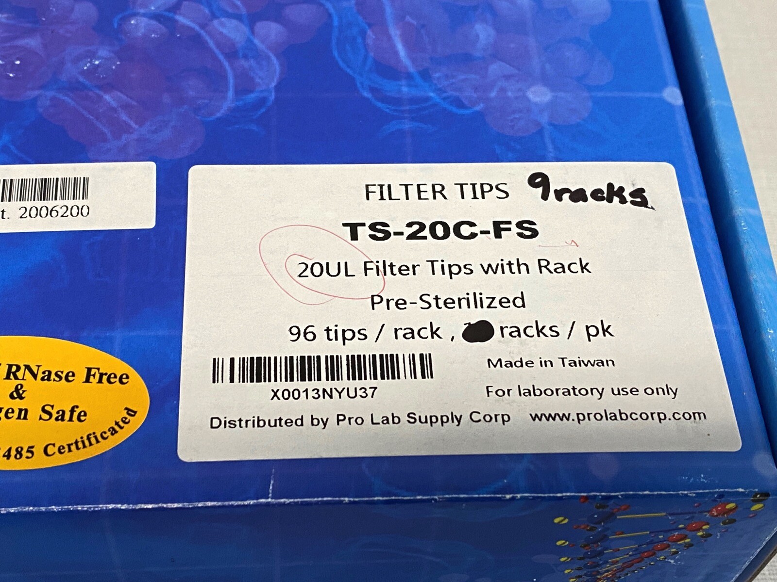 (864) EXTRAGENE 20uL Filter Pipette Tips 50mm 9x 96/Rk Yellow TS-20C-FS