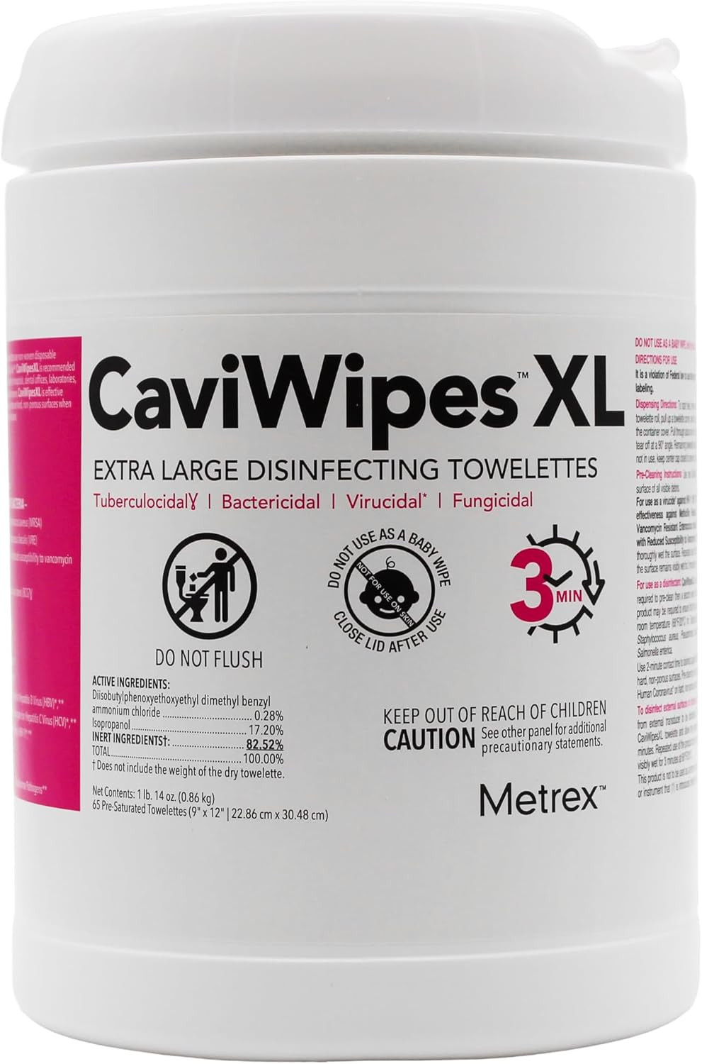 CaviWipes XL Surface Disinfectant Towelettes 160 Canister- Case of 12, 13-1150
