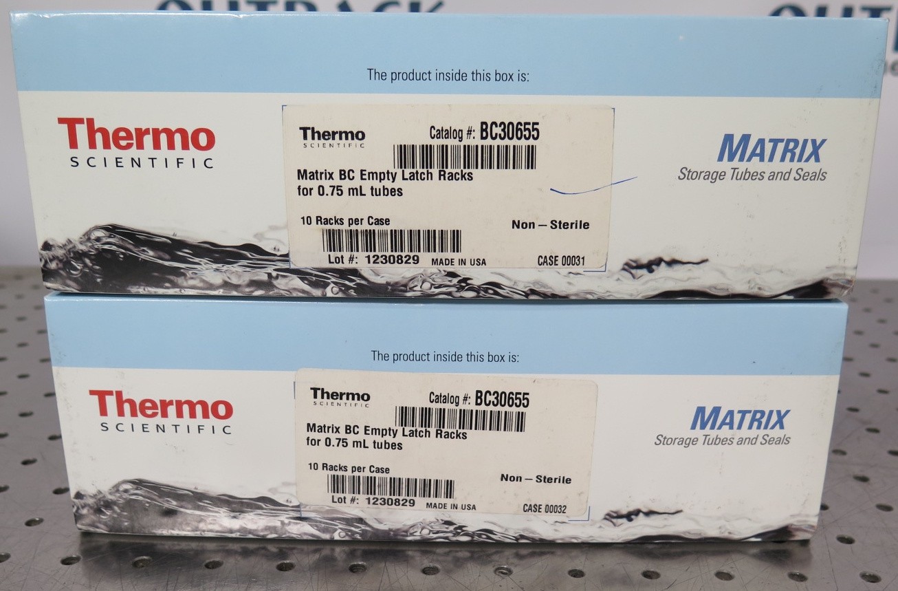 R202595 (2) Thermo Scientific Matrix BC Empty Latch Racks 0.75mL Tubes BC30655