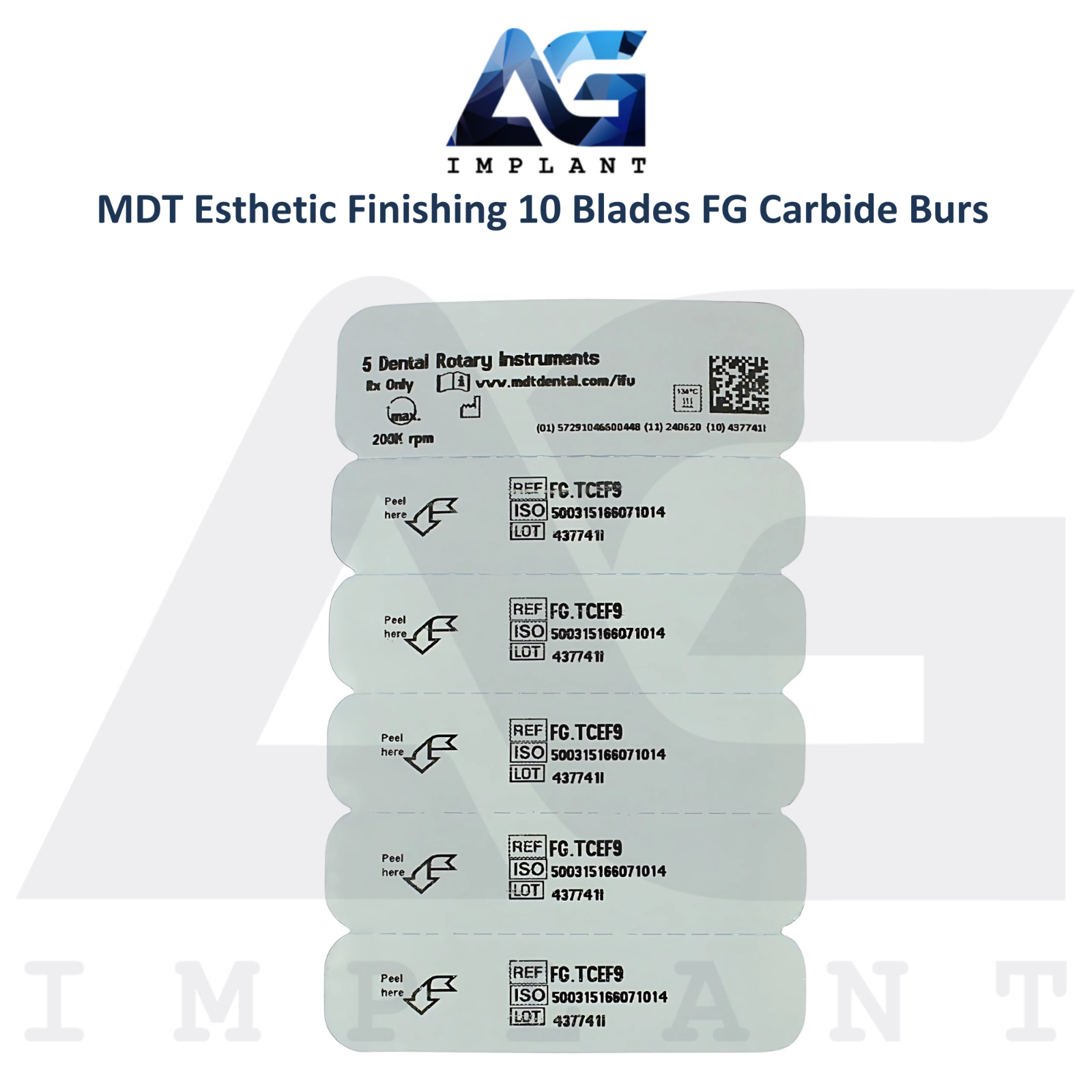 MDT FG Carbide Esthetic Finishing 10 Blades Bur Ø0.14mmX9.0mm Polish Tooth