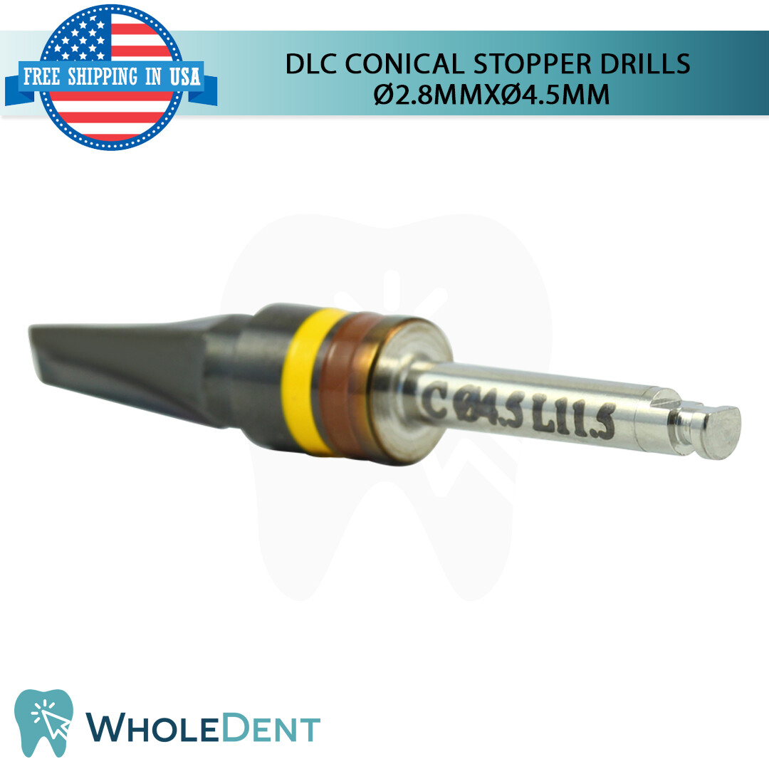 DLC Conical Integral Stopper Drill Ø2.8XØ4.5 Dental Im plant Tool Instrument