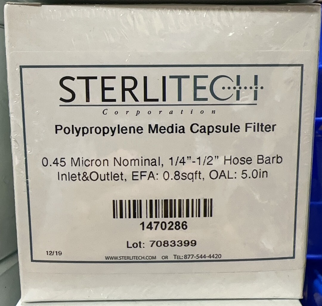 Sterlitech 1470286 Polypropylene Media Capsule Filter, 0.45 Micron Nominal
