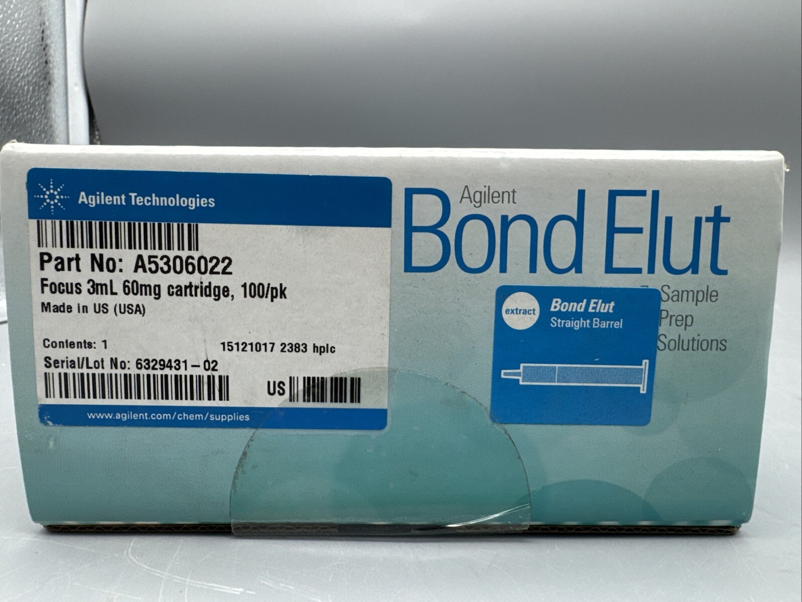 Agilent Sample Prep Bond Elut Straight, Focus 3mL 60mg Cartridge- Pack of 100