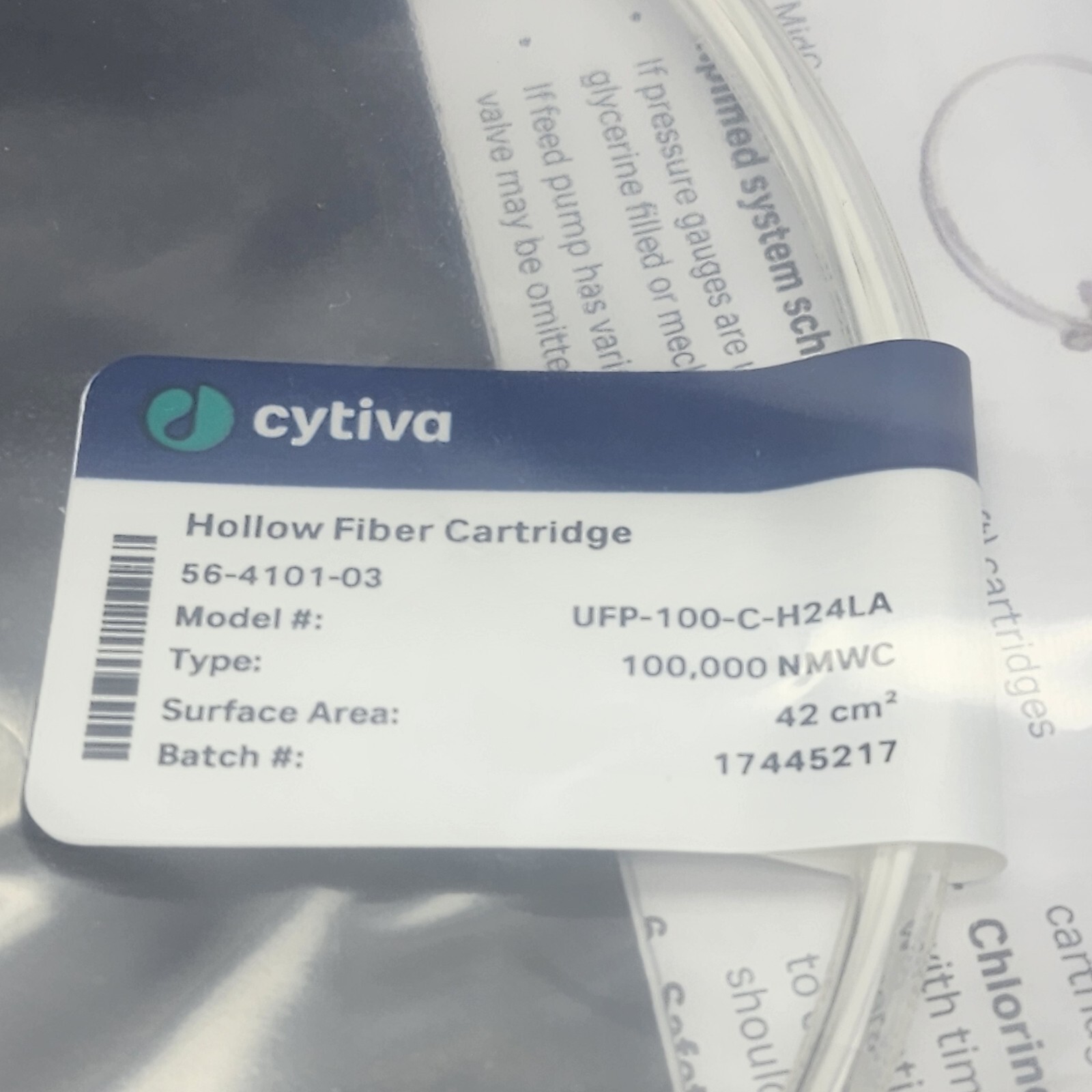 CYTIVA 42cm^2 Length MidGee Hoop TFF UltraFiltration Cartridge UFP-100-C-H24LA