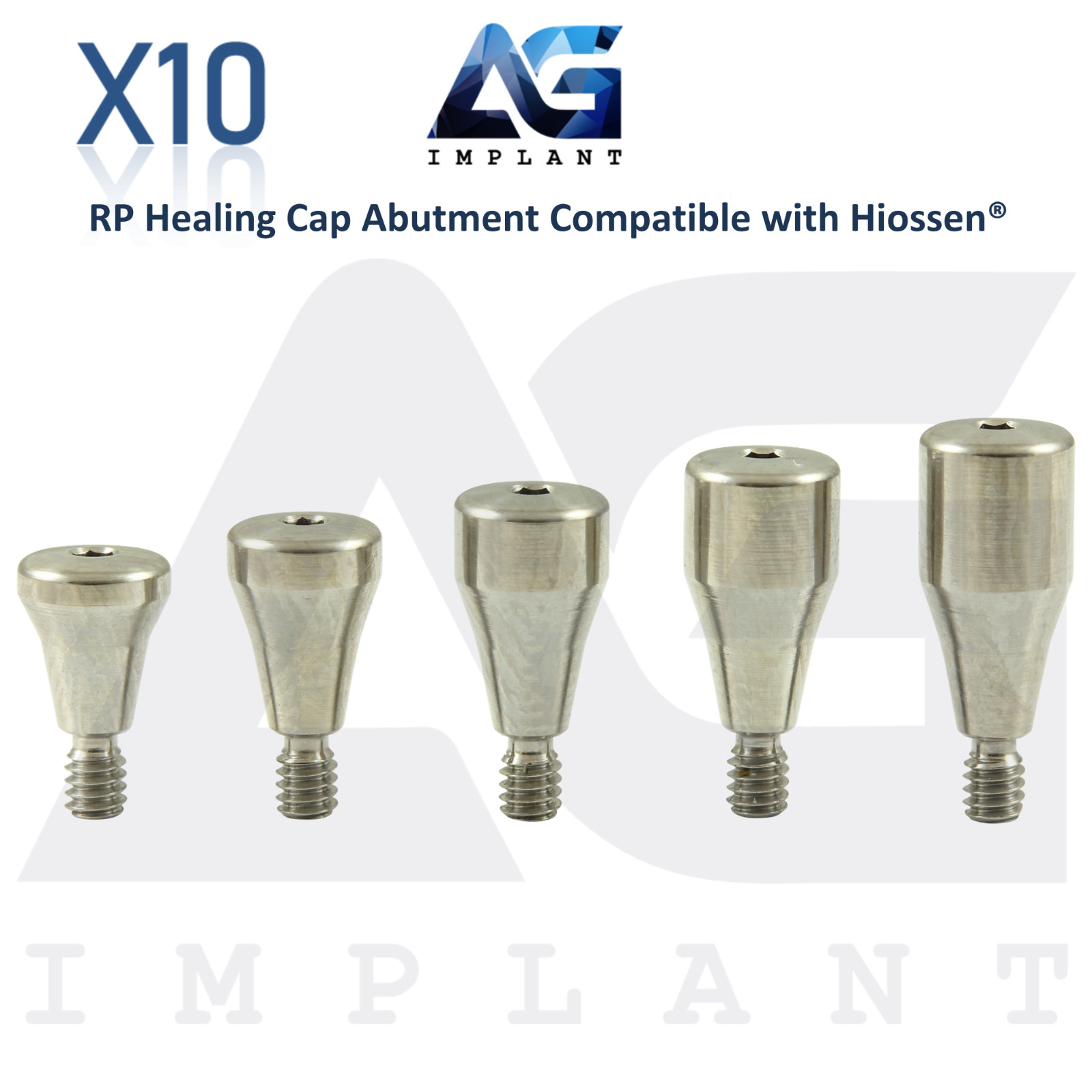 10 Dental Titanium Healing Cap Prosthetic Ø3.5mm Hiossen Compatible RP 2.5mm