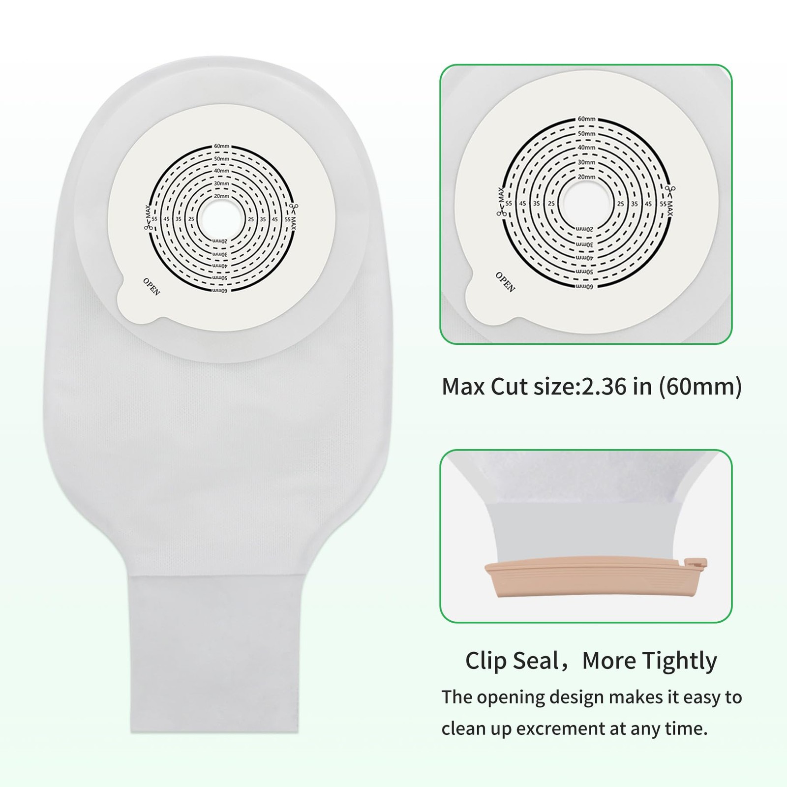 ZnnaYoha 10 PCS Colostomy Bags, One Piece Ostomy Bag, Drainable White