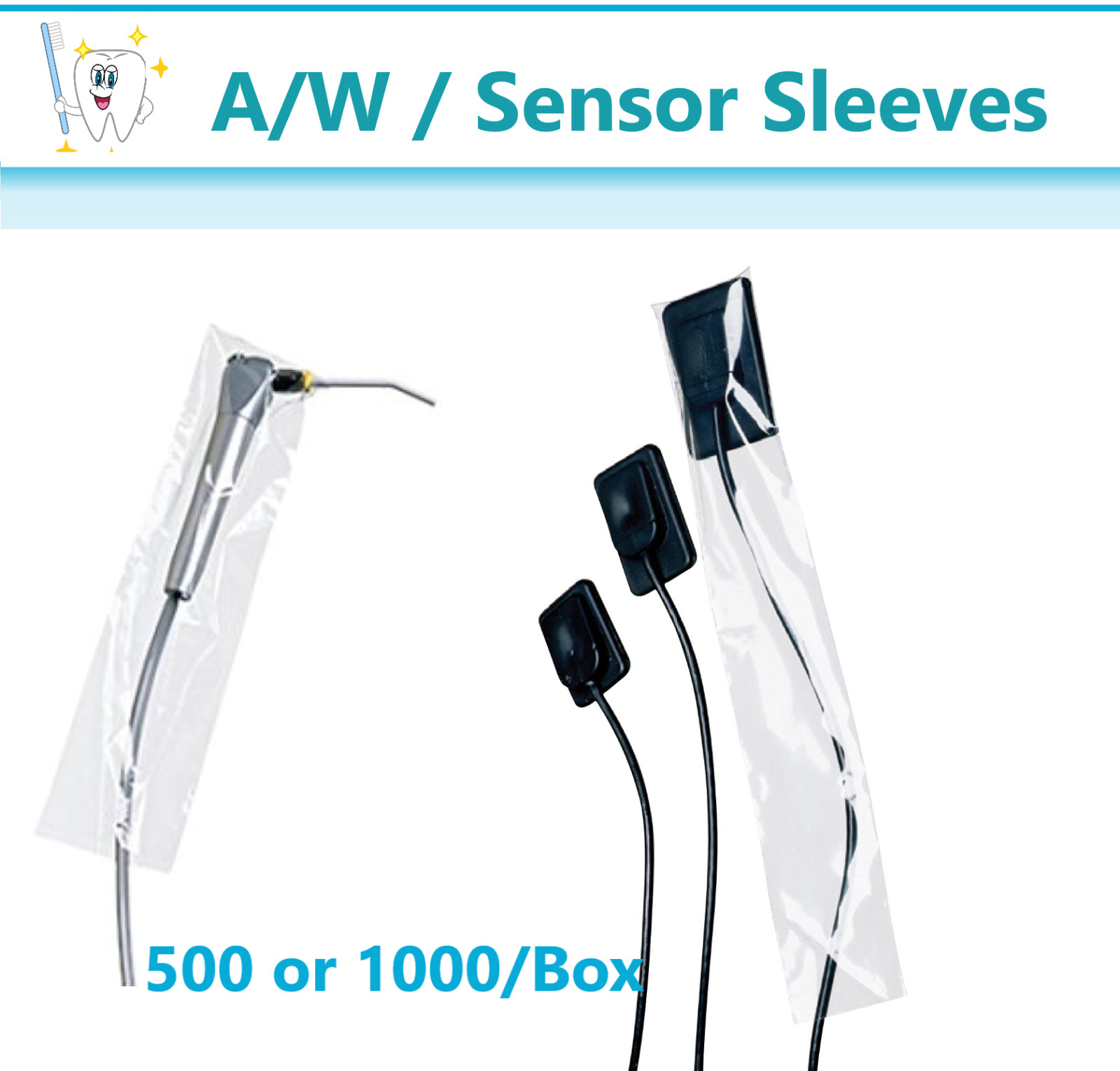 Dental Air/Water Syringe Barrier Sleeves , Open End, 2 1/2″ x 10″, 5000/Box