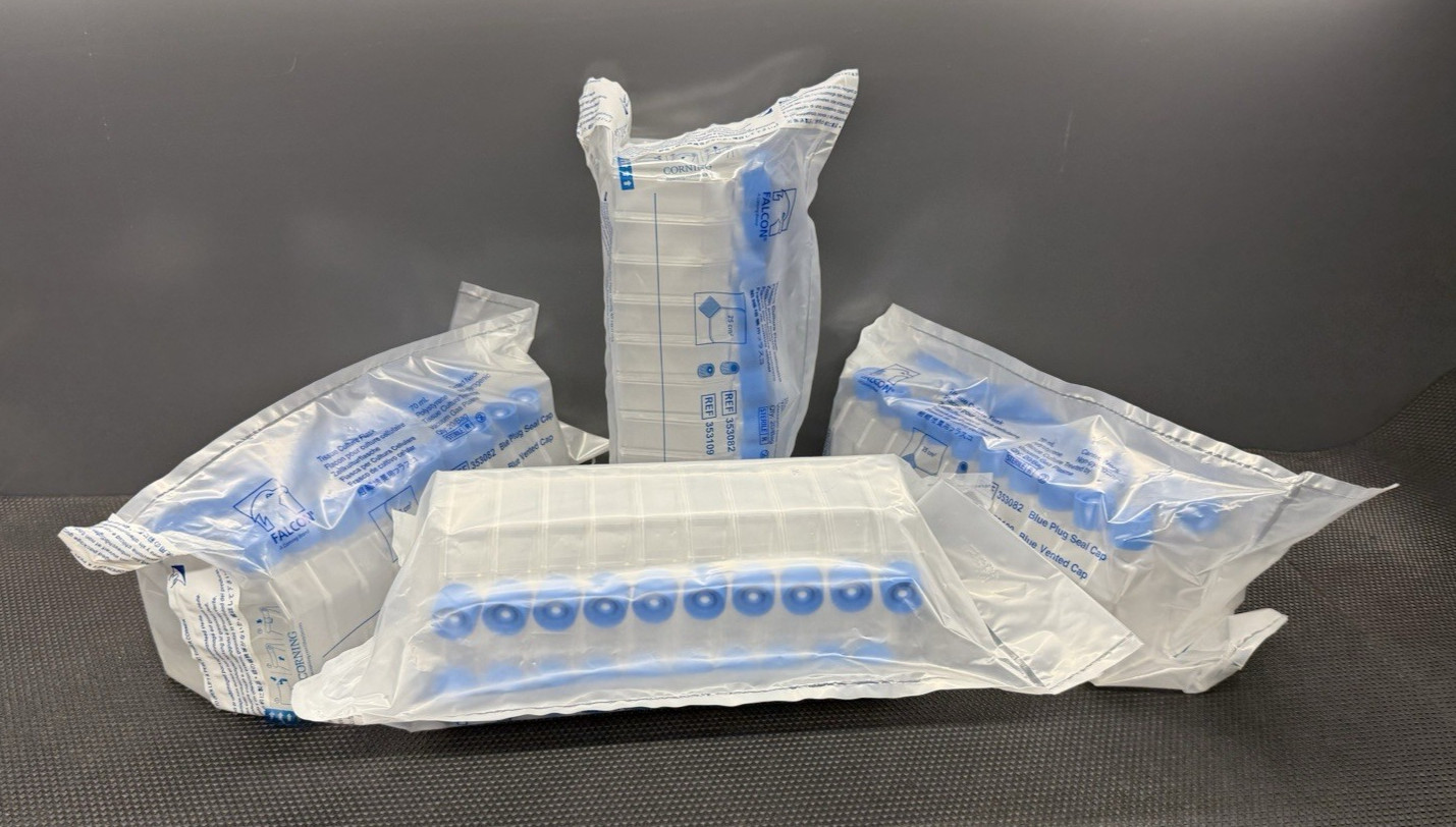Falcon Corning, 70mL Tissue Culture Flask, Blue Vented Cap, 353109, 4 Bags of 20