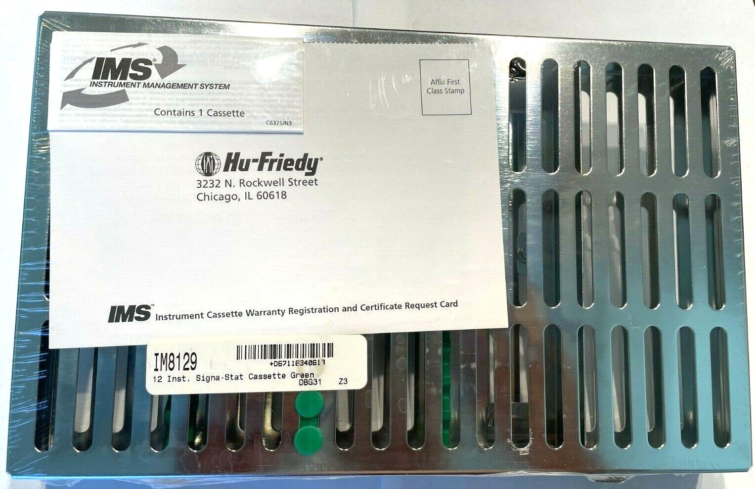 HU-FRIEDY DENTAL CASSETTE IMS 12 INSTRUMENTS GREEN IM8129