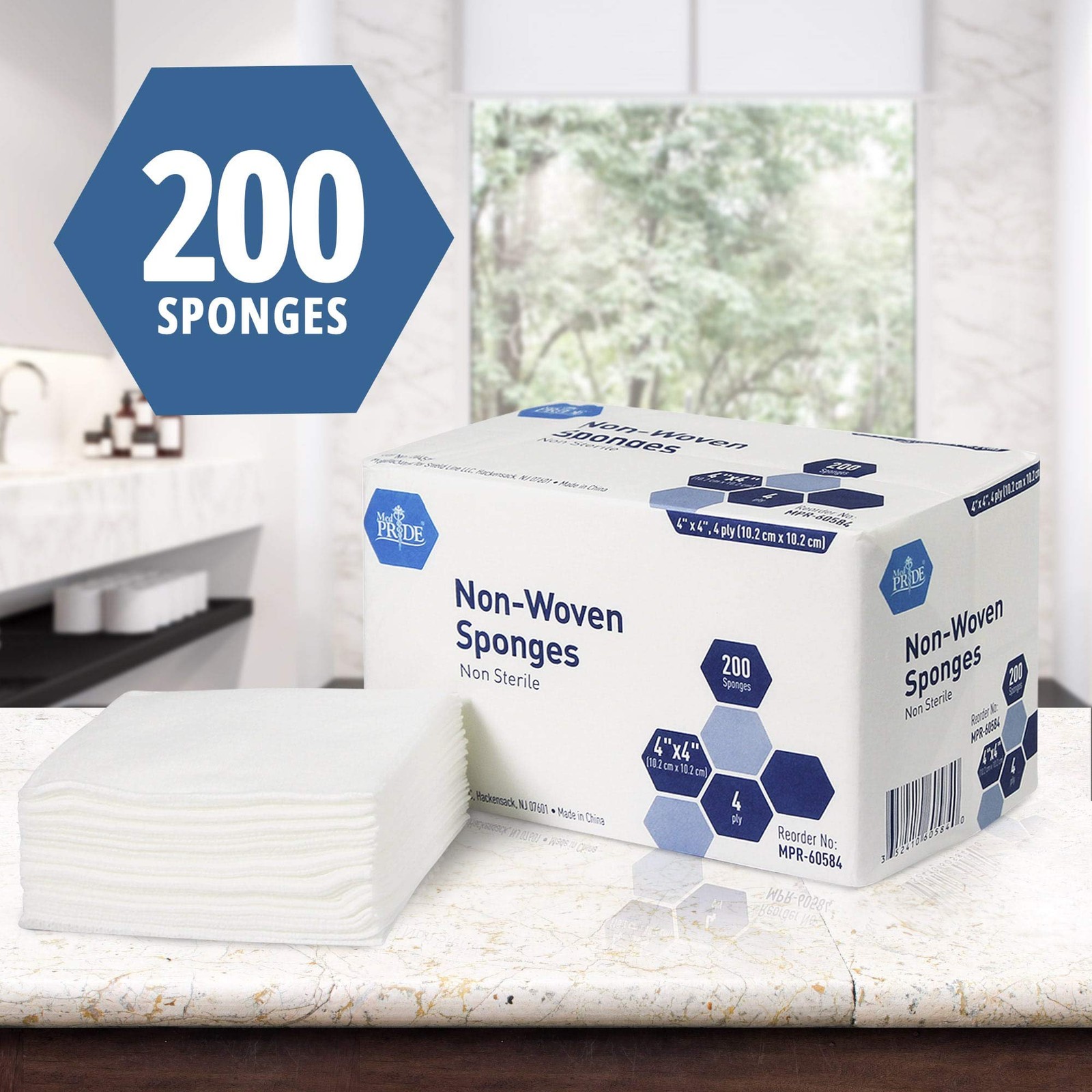 MED PRIDE Non-Woven Non-Sterile Surgical Sponges 200 4×4 Inch (Pack of 200)