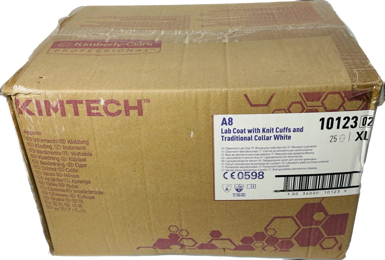 25 Pcs Kimtech A8 Certified Lab Coat Knit Cuffs (10124) White SMS Fabric Sz 2XL