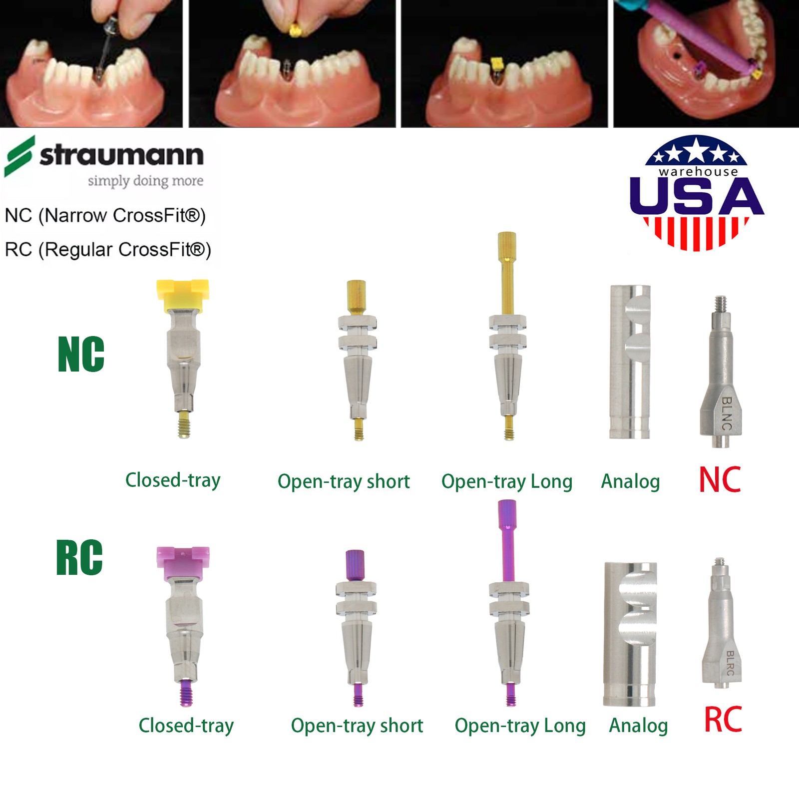 US Fit Straumann BLT N/RC Healing Abutment Scan Body Transfer Analog Open/Closed